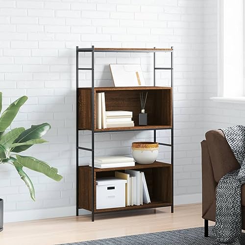 WRJENFSC Bücherregal Schmal Holzwerkstoff Braun Eichen-Optik 80x30x145,5 cm Industrie-Design Stabiles Stehregal für Wohnzimmer Büro Eckbereich WRJENFSC Bücherregal Schmal Holzwerkstoff Braun Eichen-Optik 80x30x145,5 cm Industrie-Design Stabiles Stehregal für Wohnzimmer Büro Eckbereich von WRJENFSC