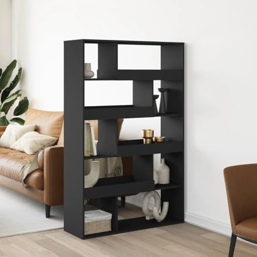 WRJENFSC Bücherregal Schwarz 100x33x156,5 cm Hochregal mit 10 Böden aus Holzwerkstoff Schmaler Regalschrank für Wohnzimmer als Raumteiler WRJENFSC Bücherregal Schwarz 100x33x156,5 cm Hochregal mit 10 Böden aus Holzwerkstoff Schmaler Regalschrank für Wohnzimmer als Raumteiler von WRJENFSC