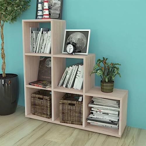 WRJENFSC Bücherregal mit Treppendesign 107 cm Höhe Eichefarben 6 offene Fächer schmales Stehregal für Wohnzimmer Deko WRJENFSC Bücherregal mit Treppendesign 107 cm Höhe Eichefarben 6 offene Fächer schmales Stehregal für Wohnzimmer Deko von WRJENFSC