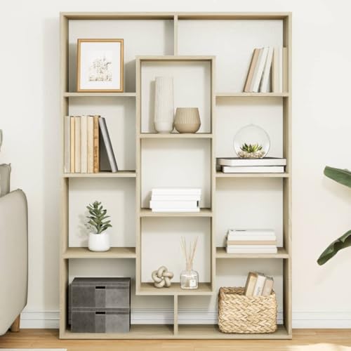 WRJENFSC Bücherregal schmal 102x29x143 cm Holzwerkstoff Sonoma-Eiche mit 11 Fächern als Raumteiler für Wohnzimmer WRJENFSC Bücherregal schmal 102x29x143 cm Holzwerkstoff Sonoma-Eiche mit 11 Fächern als Raumteiler für Wohnzimmer von WRJENFSC