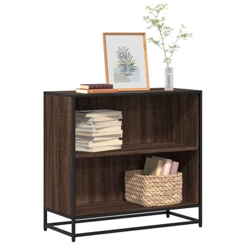 WRJENFSC Bücherschrank Braun Eichen-Optik 80,5x35x76 cm Modernes Regal mit Metallgestell Schmal Hoch für Wohnzimmer Büro Aufbewahrung von WRJENFSC