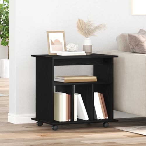 WRJENFSC Büroschrank Schwarz Eiche 60x45x55 cm Holzwerkstoff mit Rollen Modernes Design Stauraum Organizer für Homeoffice Wohnzimmer und Schlafzimmer von WRJENFSC