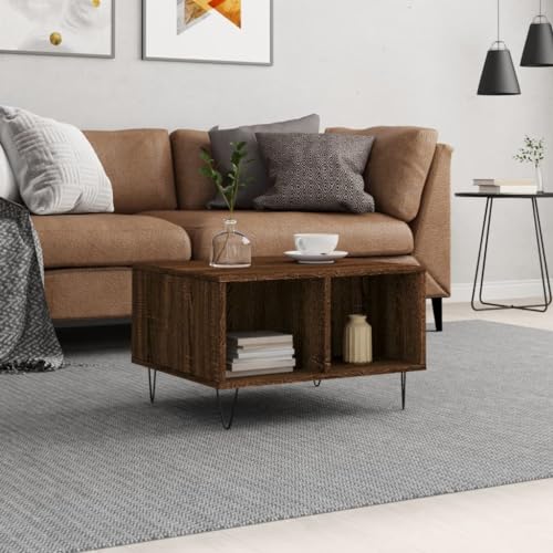 WRJENFSC Couchtisch Beistelltisch Braun Eichen-Optik Holzwerkstoff Metallbeine Modernes Design 60x50x36,5 cm mit Stauraum für Wohnzimmer WRJENFSC Couchtisch Beistelltisch Braun Eichen-Optik Holzwerkstoff Metallbeine Modernes Design 60x50x36,5 cm mit Stauraum für Wohnzimmer von WRJENFSC