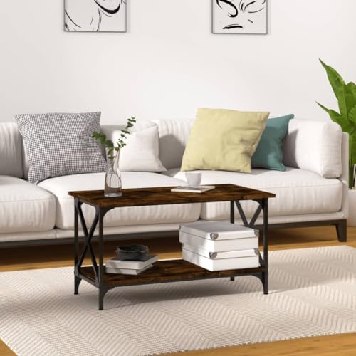 WRJENFSC Couchtisch Beistelltisch Kleiner Tisch Räuchereiche 80x45x45 cm aus Holzwerkstoff und Eisen mit Robustem Design für Wohnzimmer Flur Schlafzimmer WRJENFSC Couchtisch Beistelltisch Kleiner Tisch Räuchereiche 80x45x45 cm aus Holzwerkstoff und Eisen mit Robustem Design für Wohnzimmer Flur Schlafzimmer von WRJENFSC