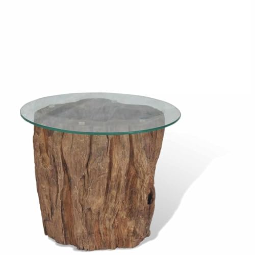 WRJENFSC Couchtisch Beistelltisch aus Teakholz und Glas 50x40 cm Braun Massivholz Standfuß Hartglas Platte Einfache Montage für Wohnzimmer Schlafzimmer Deko WRJENFSC Couchtisch Beistelltisch aus Teakholz und Glas 50x40 cm Braun Massivholz Standfuß Hartglas Platte Einfache Montage für Wohnzimmer Schlafzimmer Deko von WRJENFSC