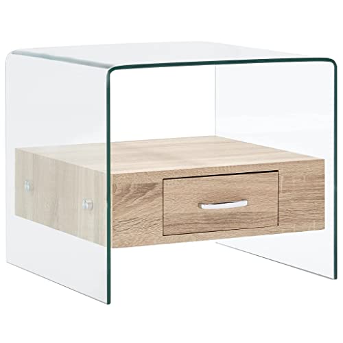 WRJENFSC Couchtisch Beistelltisch mit Schublade 50x50x45 cm Gehärtetes Sicherheitsglas Transparenter Wohnzimmertisch Nachttisch Modernes Design WRJENFSC Couchtisch Beistelltisch mit Schublade 50x50x45 cm Gehärtetes Sicherheitsglas Transparenter Wohnzimmertisch Nachttisch Modernes Design von WRJENFSC