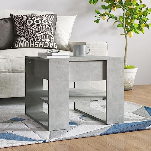 WRJENFSC Couchtisch Betongrau aus Holzwerkstoff 55,5x55x45 cm mit Stauraum Modernes Design für Wohnzimmer als Beistelltisch oder Nachttisch WRJENFSC Couchtisch Betongrau aus Holzwerkstoff 55,5x55x45 cm mit Stauraum Modernes Design für Wohnzimmer als Beistelltisch oder Nachttisch von WRJENFSC
