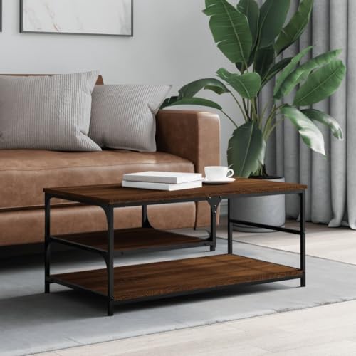 WRJENFSC Couchtisch Braun Eichen-Optik Beistelltisch aus Holzwerkstoff und Metall 90x49x40 cm mit Stauraum für Wohnzimmer Elegantes Design und Robust WRJENFSC Couchtisch Braun Eichen-Optik Beistelltisch aus Holzwerkstoff und Metall 90x49x40 cm mit Stauraum für Wohnzimmer Elegantes Design und Robust von WRJENFSC