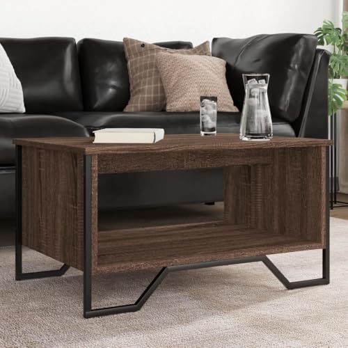 WRJENFSC Couchtisch Braun Eichen-Optik aus Holzwerkstoff und Metall 75x51x40 cm Stabiles Design mit Stauraum Vielseitiger Beistelltisch für Wohnzimmer Schlafzimmer WRJENFSC Couchtisch Braun Eichen-Optik aus Holzwerkstoff und Metall 75x51x40 cm Stabiles Design mit Stauraum Vielseitiger Beistelltisch für Wohnzimmer Schlafzimmer von WRJENFSC