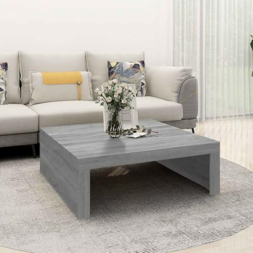 WRJENFSC Couchtisch Grau Sonoma Holzwerkstoff 100x100x35 cm minimalistischer Beistelltisch für Wohnzimmer Schlafzimmer oder als Nachttisch WRJENFSC Couchtisch Grau Sonoma Holzwerkstoff 100x100x35 cm minimalistischer Beistelltisch für Wohnzimmer Schlafzimmer oder als Nachttisch von WRJENFSC