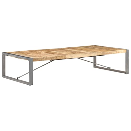 WRJENFSC Couchtisch Industrial Stil Raues Mangoholz mit Stahlbeinen Grau 180x90x40 cm Beistelltisch für Wohnzimmer Robust und Langlebig Einzigartige Holzmaserung WRJENFSC Couchtisch Industrial Stil Raues Mangoholz mit Stahlbeinen Grau 180x90x40 cm Beistelltisch für Wohnzimmer Robust und Langlebig Einzigartige Holzmaserung von WRJENFSC