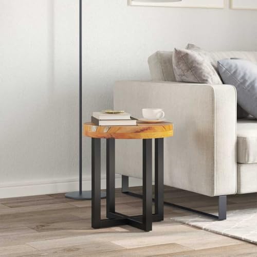 WRJENFSC Couchtisch Massivholz Teak mit Polyresin Rund 40 cm Durchmesser 45 cm Höhe Rustikaler Beistelltisch für Wohnzimmer und Wohnbereich WRJENFSC Couchtisch Massivholz Teak mit Polyresin Rund 40 cm Durchmesser 45 cm Höhe Rustikaler Beistelltisch für Wohnzimmer und Wohnbereich von WRJENFSC