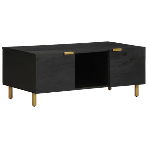 WRJENFSC Couchtisch Schwarz 100x54x40 cm aus Holzwerkstoff mit Metallgriffen, Großem Stauraum und Stabiler Tischplatte für Wohnzimmer Industrial Design von WRJENFSC
