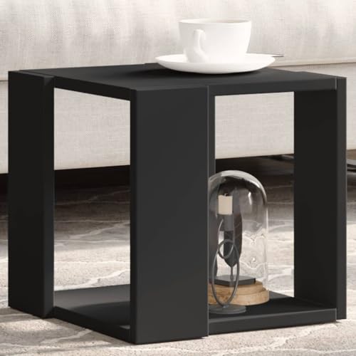 WRJENFSC Couchtisch Schwarz Beistelltisch aus Holzwerkstoff 32x32x30 cm mit Stauraum für Wohnzimmer Schlafzimmer Flur von WRJENFSC