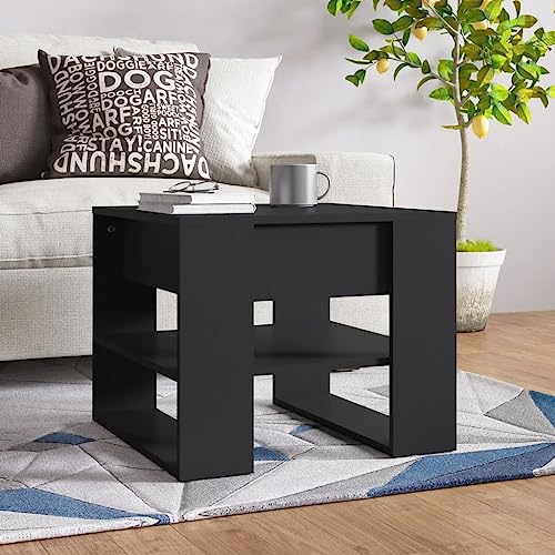 WRJENFSC Couchtisch Schwarz aus Holzwerkstoff 55,5x55x45 cm mit Stauraum und Ablagefläche für Wohnzimmer Beistelltisch oder Nachttisch von WRJENFSC