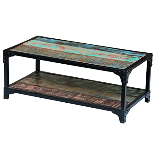 WRJENFSC Couchtisch aus Massivem Altholz Vintage Design mit Robustem Stahlgestell Handgefertigt 90x45x35cm Stabiles Möbel für Wohnzimmer Beistelltisch oder Nachttisch WRJENFSC Couchtisch aus Massivem Altholz Vintage Design mit Robustem Stahlgestell Handgefertigt 90x45x35cm Stabiles Möbel für Wohnzimmer Beistelltisch oder Nachttisch von WRJENFSC