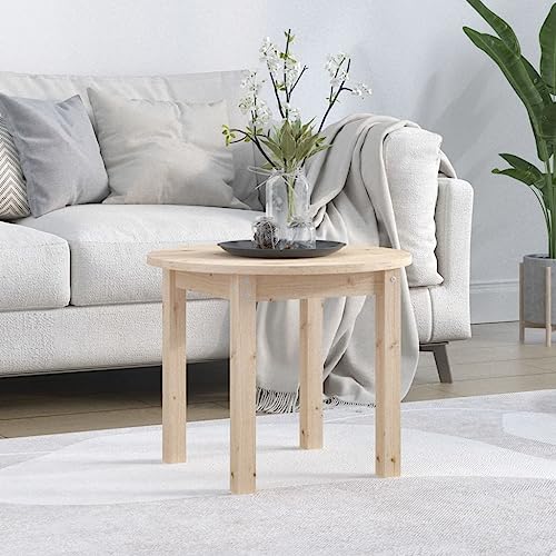 WRJENFSC Couchtisch aus Massivholz Kiefer Kleiner Beistelltisch Ø 55x45 cm Klassisches Design Elegant Robust mit praktischer Tischplatte für Wohnzimmer von WRJENFSC