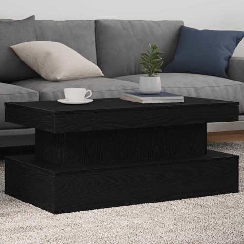 WRJENFSC Couchtisch mit LED-Beleuchtung Schwarz Eichen-Optik 90x50x40 cm Moderner Sofatisch mit RGB-Lichtern für Wohnzimmer und als Beistelltisch WRJENFSC Couchtisch mit LED-Beleuchtung Schwarz Eichen-Optik 90x50x40 cm Moderner Sofatisch mit RGB-Lichtern für Wohnzimmer und als Beistelltisch von WRJENFSC