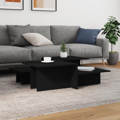 WRJENFSC Couchtische Set 2 Stück Schwarz Holzwerkstoff Beistelltisch mit doppelter Höhe für Wohnzimmer Modernes Design Robust und Langlebig WRJENFSC Couchtische Set 2 Stück Schwarz Holzwerkstoff Beistelltisch mit doppelter Höhe für Wohnzimmer Modernes Design Robust und Langlebig von WRJENFSC