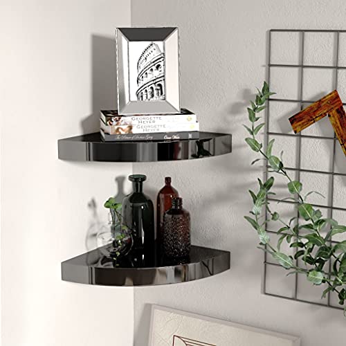 WRJENFSC Eck-Schweberegal 2er Set Hochglanz-Schwarz 25x25x3,8 cm MDF Metall Wabendesign Unsichtbare Montage für Wanddeko Bücher Sammlerstücke Wohnzimmer Bad WRJENFSC Eck-Schweberegal 2er Set Hochglanz-Schwarz 25x25x3,8 cm MDF Metall Wabendesign Unsichtbare Montage für Wanddeko Bücher Sammlerstücke Wohnzimmer Bad von WRJENFSC