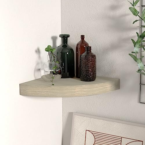 WRJENFSC Eck-Schweberegal Eichen-Optik 25x25x3,8 cm MDF Metall Wandregal mit unsichtbarem Montagesystem für Bücher Deko und Wandgestaltung in Wohnzimmer Bad Küche von WRJENFSC