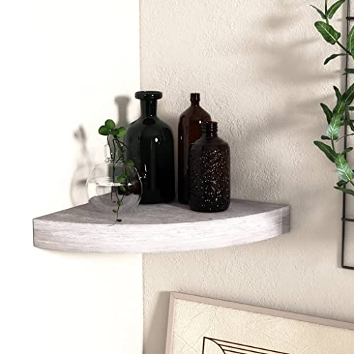 WRJENFSC Eck-Schweberegal Wandregal Betongrau 25x25x3,8 cm aus MDF und Metall mit Unsichtbarem Montagesystem für Deko Bücher in Küche Badezimmer Wohnzimmer von WRJENFSC