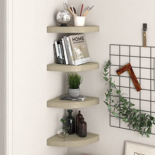 WRJENFSC Eck Schweberegale 4er Set Eicheoptik 25x25x3,8 cm Waben MDF Metall Wandregal Schwebend Unsichtbare Montage für Deko Bücher Sammlerstücke WRJENFSC Eck Schweberegale 4er Set Eicheoptik 25x25x3,8 cm Waben MDF Metall Wandregal Schwebend Unsichtbare Montage für Deko Bücher Sammlerstücke von WRJENFSC