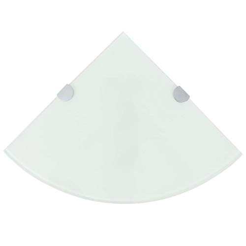 WRJENFSC Eckregal Set 2 STK Wandregal Schweberegal mit Halterungen Weißes Sicherheitsglas 35x35 cm Tragkraft 15 kg für Bad Küche Wohnzimmer Deko von WRJENFSC