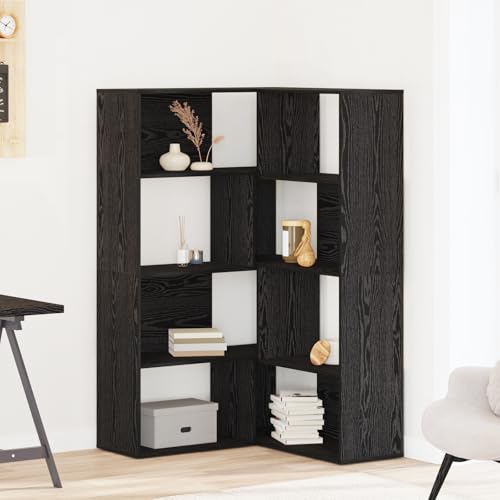 WRJENFSC Eckschrank Schwarz Eiche 140x30x140 cm Modernes Design Großer Stauraum für Wohnzimmer Arbeitszimmer Holzwerkstoff 2er Set von WRJENFSC