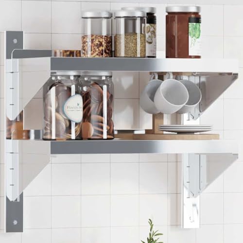 WRJENFSC Edelstahl Wandregal mit 2 Böden Silber 50x23,5x48 cm Robust Langlebig mit Erhöhten Kanten und 25 kg Tragkraft für Wohnzimmer Küche Badezimmer WRJENFSC Edelstahl Wandregal mit 2 Böden Silber 50x23,5x48 cm Robust Langlebig mit Erhöhten Kanten und 25 kg Tragkraft für Wohnzimmer Küche Badezimmer von WRJENFSC