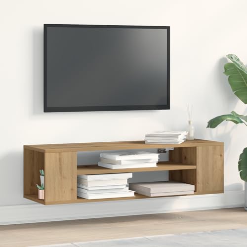 WRJENFSC Hängender TV Schrank Artisan Eiche Braun 100x30x26.5 cm aus Holzwerkstoff mit Verstellbaren Regalen Modernes Design für Wohnzimmer von WRJENFSC