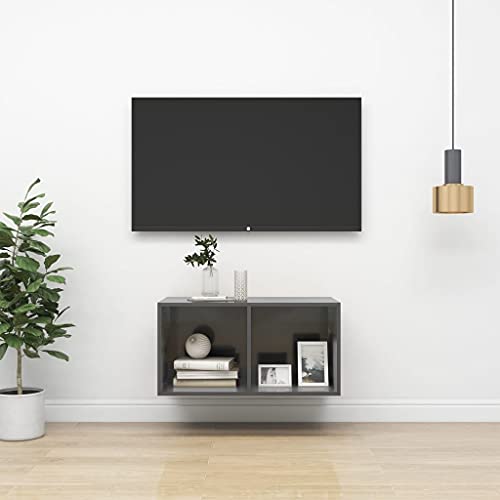 WRJENFSC Hängender TV-Schrank Hochglanz-Grau 37x37x72 cm Holzwerkstoff mit 2 Fächern für Wohnzimmer TV Board Sideboard Wandmontage WRJENFSC Hängender TV-Schrank Hochglanz-Grau 37x37x72 cm Holzwerkstoff mit 2 Fächern für Wohnzimmer TV Board Sideboard Wandmontage von WRJENFSC