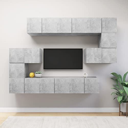 WRJENFSC Hängendes TV-Schrank-Set Betongrau aus Holzwerkstoff Modernes Design mit Großem Stauraum TV Board Sideboard für Wohnzimmer von WRJENFSC