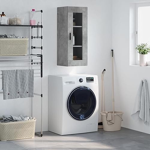 WRJENFSC Hängeschrank Betongrau 34,5x34x90 cm mit Glasfront | Zeitloser Wandschrank aus Holzwerkstoff & Glas für Living Room Schlafzimmer Flur Büro WRJENFSC Hängeschrank Betongrau 34,5x34x90 cm mit Glasfront | Zeitloser Wandschrank aus Holzwerkstoff & Glas für Living Room Schlafzimmer Flur Büro von WRJENFSC