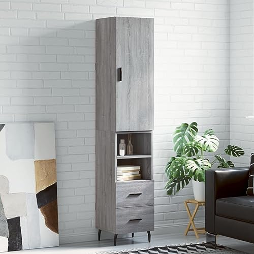 WRJENFSC Highboard Grau Sonoma 34,5x34x180 cm Holzwerkstoff mit Sideboard Landhausstil Möbel Großer Stauraum & Metallfüße Modernes Design für Wohnzimmer Flur Schlafzimmer WRJENFSC Highboard Grau Sonoma 34,5x34x180 cm Holzwerkstoff mit Sideboard Landhausstil Möbel Großer Stauraum & Metallfüße Modernes Design für Wohnzimmer Flur Schlafzimmer von WRJENFSC