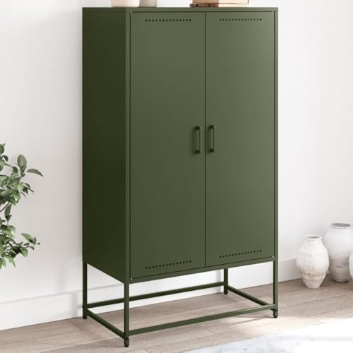 WRJENFSC Highboard Olivgrün 68,5x38,5x123,5 cm aus Stahl im Industrial Look, 6 Fächer großzügige Aufbewahrung, robuster Schrank mit Tür für Living Room, Corridor oder Schlafzimmer WRJENFSC Highboard Olivgrün 68,5x38,5x123,5 cm aus Stahl im Industrial Look, 6 Fächer großzügige Aufbewahrung, robuster Schrank mit Tür für Living Room, Corridor oder Schlafzimmer von WRJENFSC