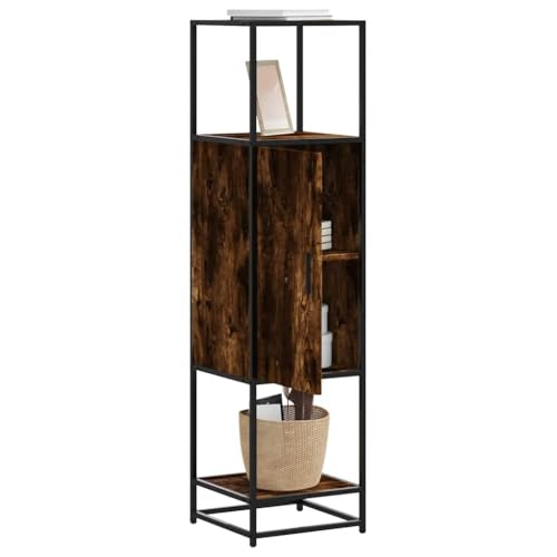 WRJENFSC Highboard Räuchereiche 35,5x35x139 cm Holzwerkstoff Metall Büroschrank Mehrzweckschrank Küchenbuffet Buffetschrank Vorratsschrank Küche für Schlafzimmer Esszimmer Flur Kaffeebar von WRJENFSC