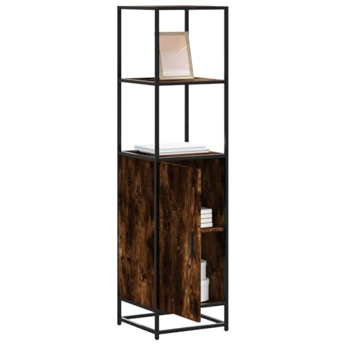 WRJENFSC Highboard Räuchereiche 35,5x35x139 cm Holzwerkstoff Metall Wohnzimmerschränke Schuhschrank Sideboard Wohnzimmer Flurschrank für Büro Küche Wohnzimmer Kaffeebar von WRJENFSC