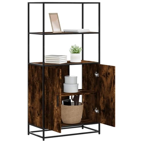 WRJENFSC Highboard Räuchereiche 68x35x139 cm aus Holzwerkstoff und Metall, Modernes Sideboard mit viel Stauraum, Robustes Regal für Wohnzimmer Flur Küche WRJENFSC Highboard Räuchereiche 68x35x139 cm aus Holzwerkstoff und Metall, Modernes Sideboard mit viel Stauraum, Robustes Regal für Wohnzimmer Flur Küche von WRJENFSC