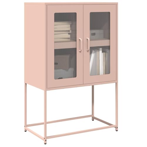 WRJENFSC Highboard Rosa 68x39x107 cm aus kaltgewalztem Stahl Modernes Sideboard für Living Room Küche Flur mit 2 Türen 70 kg Belastbarkeit von WRJENFSC