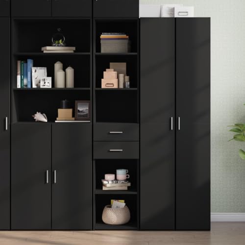 WRJENFSC Highboard Schwarz 40x42,5x185 cm Holzwerkstoff Modernes Design mit Viel Stauraum Robustes Sideboard für Living Room Corridor and Bedroom WRJENFSC Highboard Schwarz 40x42,5x185 cm Holzwerkstoff Modernes Design mit Viel Stauraum Robustes Sideboard für Living Room Corridor and Bedroom von WRJENFSC