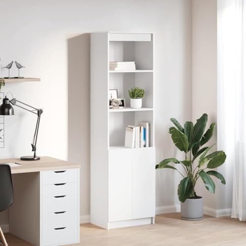 WRJENFSC Highboard Weiß 50x35x180 cm Holzwerkstoff Schrank Klein Outdoor Küchenschrank Wohnzimmer Möbel Küchenbuffet Buffetschrank für Schlafzimmer Küche Kaffeebar Esszimmer von WRJENFSC