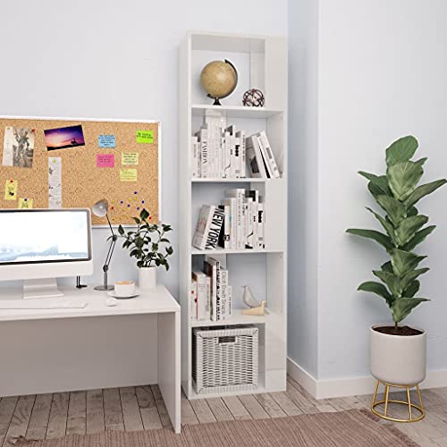 WRJENFSC Hochglanz-Weiß Bücherregal Raumteiler 45x24x159cm Holzwerkstoff mit 5 Fächern Schmaler Hochschrank für Wohnzimmer Flur Elegantes Design WRJENFSC Hochglanz-Weiß Bücherregal Raumteiler 45x24x159cm Holzwerkstoff mit 5 Fächern Schmaler Hochschrank für Wohnzimmer Flur Elegantes Design von WRJENFSC
