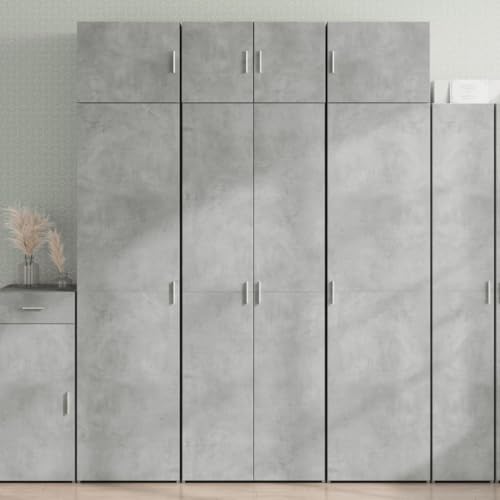 WRJENFSC Hochschrank Betongrau 70x42,5x225 cm aus robustem Holzwerkstoff mit sechs Fächern Modernes Sideboard für Wohnzimmer Flur Küche Schlafzimmer Büro von WRJENFSC