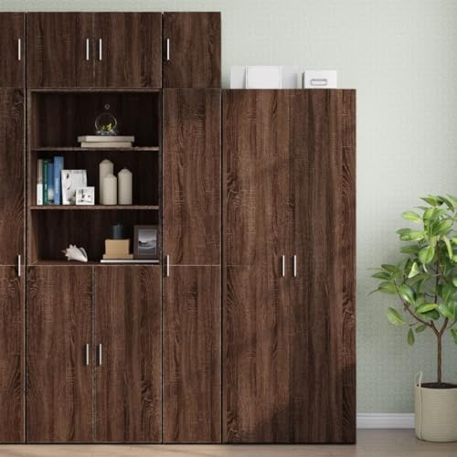 WRJENFSC Hochschrank Schmal 30x42,5x225 cm Braun Eiche Holzwerkstand Robust & Platzsparend für Badezimmer Küche Flur Schlafzimmer und Büro von WRJENFSC