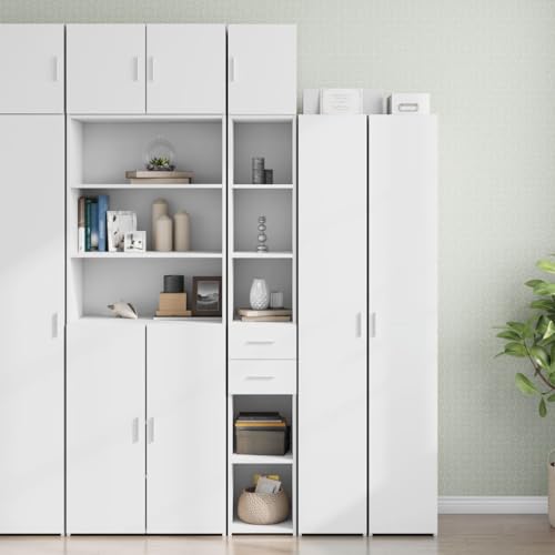 WRJENFSC Hochschrank Weiß 30x42,5x225 cm Schmal Küchenschrank aus Holzwerkstoff mit 2 Türen und 6 Fächern Platzsparendes Sideboard for Flur Wohnzimmer Büro WRJENFSC Hochschrank Weiß 30x42,5x225 cm Schmal Küchenschrank aus Holzwerkstoff mit 2 Türen und 6 Fächern Platzsparendes Sideboard for Flur Wohnzimmer Büro von WRJENFSC