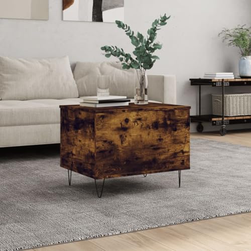 WRJENFSC Höhenverstellbarer Couchtisch Räuchereiche Holzwerkstoff 60x44,5x45 cm mit Metallbeinen und Stauraum für Wohnzimmer als Beistelltisch oder Nachttisch WRJENFSC Höhenverstellbarer Couchtisch Räuchereiche Holzwerkstoff 60x44,5x45 cm mit Metallbeinen und Stauraum für Wohnzimmer als Beistelltisch oder Nachttisch von WRJENFSC