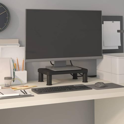 WRJENFSC Höhenverstellbarer Monitorständer mit Stauraum Schwarz 38x24x10,5 cm Ergonomischer Schreibtischaufsatz minimalistisches Design für Büro und Home-Office von WRJENFSC