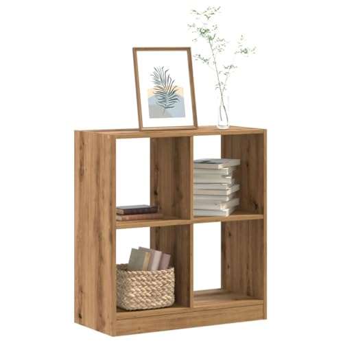 WRJENFSC Holzwerkstoff Bücherregal Artisan-Eiche 68,5x32x75cm Schmal mit 4 Fächern Robust Langlebig für Wohnzimmer Büro als Raumteiler von WRJENFSC