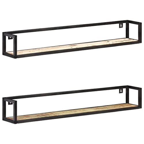 WRJENFSC Industrial Style Wandregal Set 2 Stück 120 cm Massivholz Altholz Recycelt mit Schwarz Pulverbeschichtetem Eisenrahmen Robust für Wanddekoration in Wohnzimmer Küche Bad WRJENFSC Industrial Style Wandregal Set 2 Stück 120 cm Massivholz Altholz Recycelt mit Schwarz Pulverbeschichtetem Eisenrahmen Robust für Wanddekoration in Wohnzimmer Küche Bad von WRJENFSC